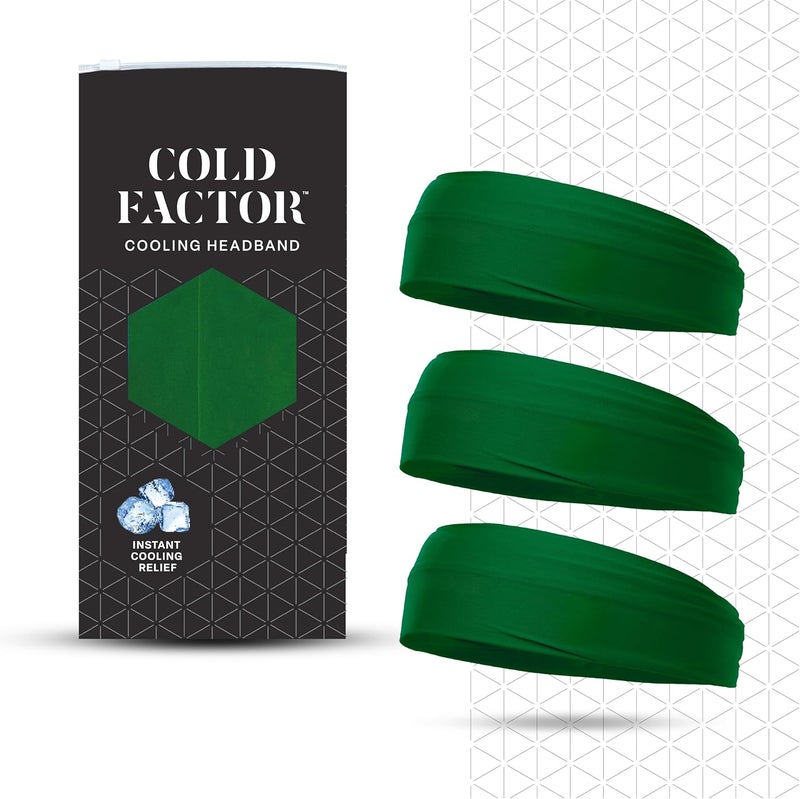 COLD FACTOR Cooling Headband for Women and Men – UPF 50+ Advanced Evaporative Comfort, Instant Cooling Sweatband for Outdoor Sports, Fitness, Yoga, Hiking, Running, and Workout – 3 Pack - Image 1